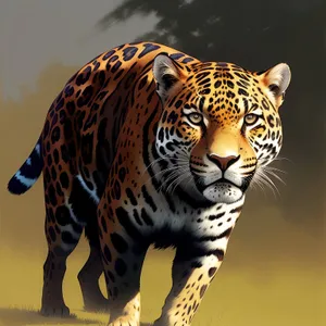 Jungle Hunter: Majestic Jaguar in Grassland