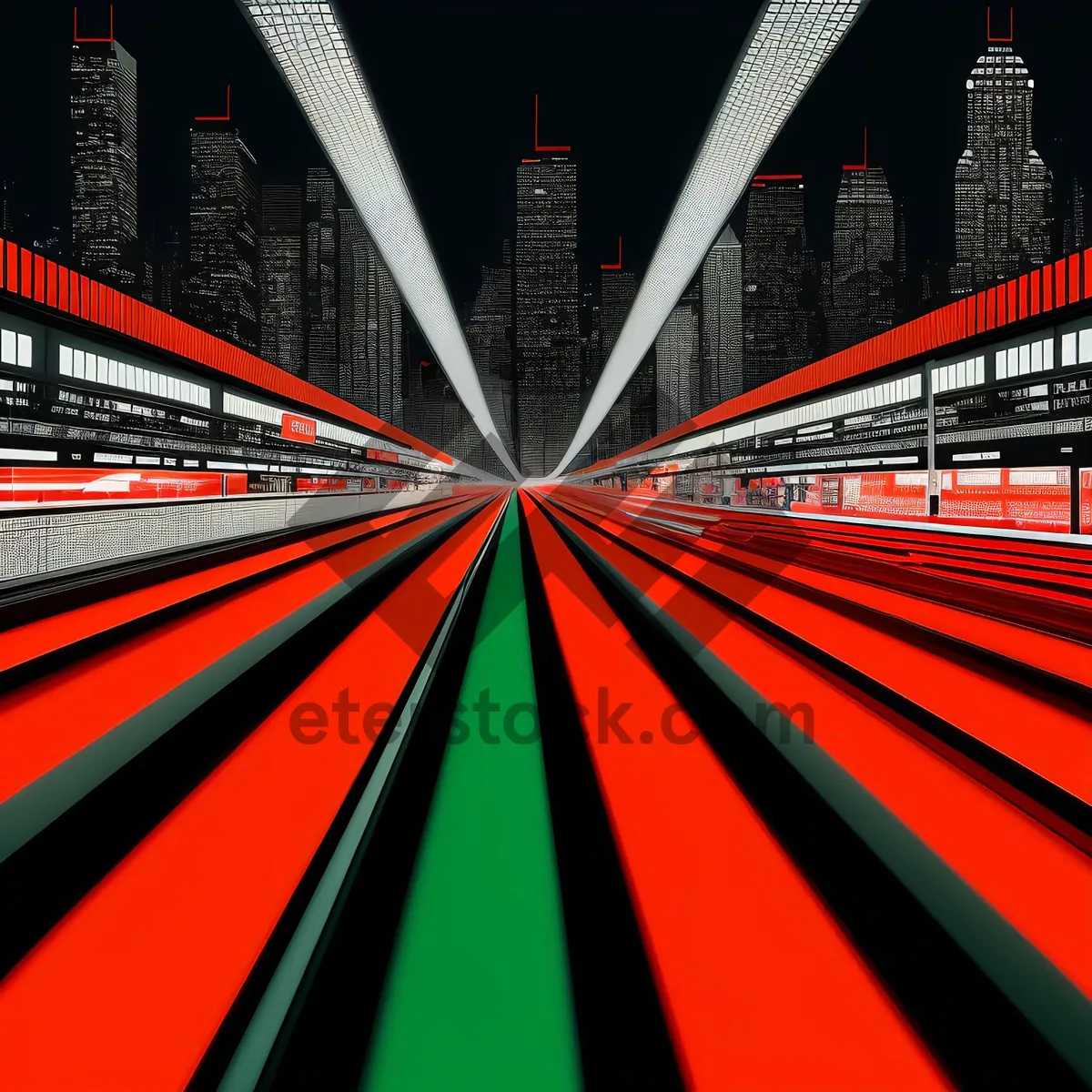 Picture of Urban Motion: Vibrant Tunnel Cityscape Graphic