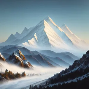 Majestic Snowy Alpine Peaks in Winter Landscape
