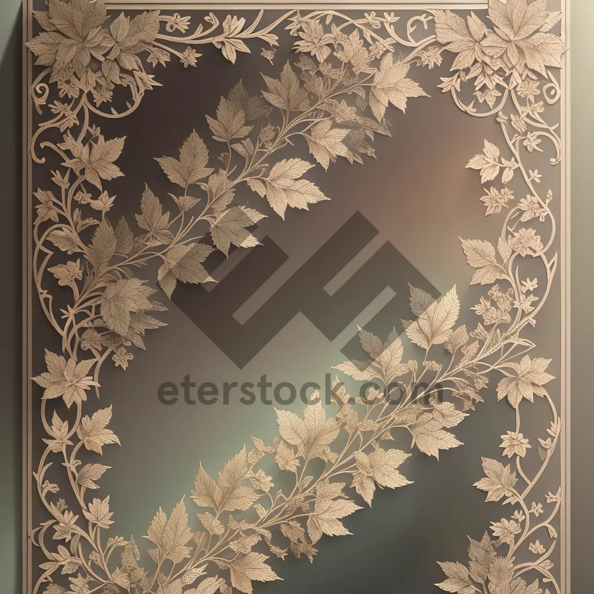 Picture of Vintage Floral Arabesque Pattern with Elegant Gold Borders