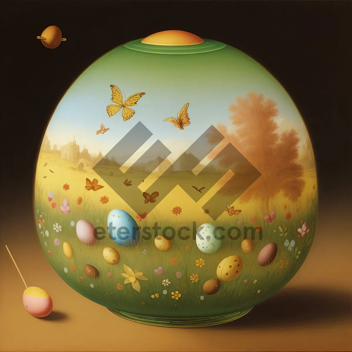 Picture of Golden Egg Bowl with Decorative Sphere