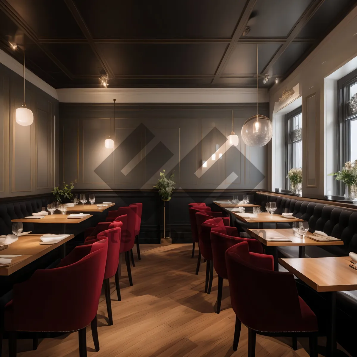 Picture of Modern luxury dining room with stylish furniture.