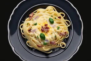 Delicious gourmet pasta dish with fresh vegetables and cheese