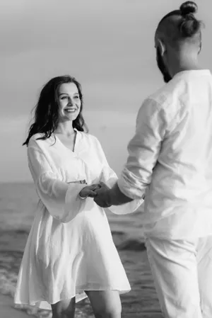 Attractive couple in love on their wedding day.