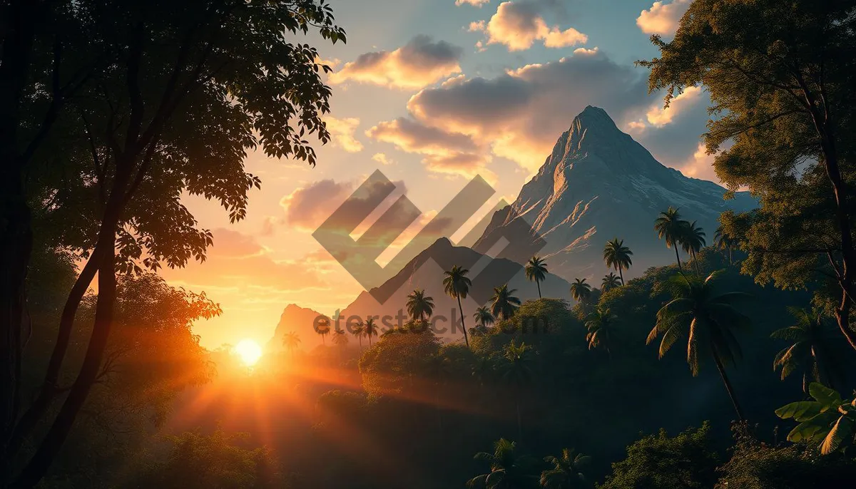Picture of Mountain Sunset Sky Tree Landscape