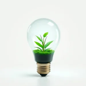 Green Energy Lamp with Plant Leaf