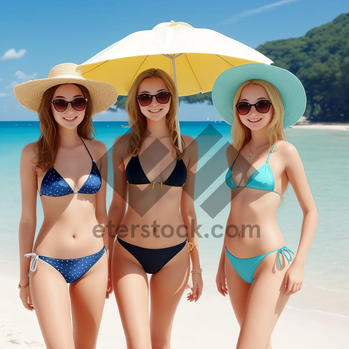 Picture of Beautiful Summer Beachwear: Attractive Model in Exotic Swimsuit
