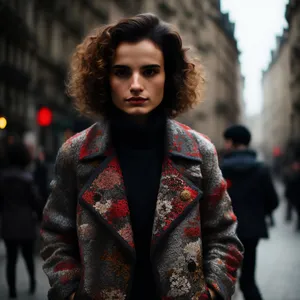 Happy young woman in fashionable kimono robe