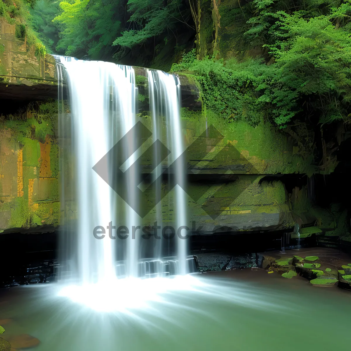 Picture of Serene Forest Waterfall Cascade