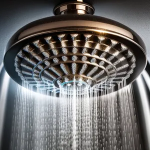 Shower Fixture with Architectural Lampshade and Fountain Chime