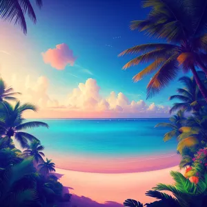 Exotic Sunset Palm Beach: Tranquil Tropical Paradise
