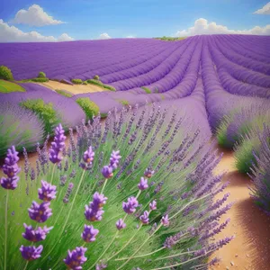 Lavender Bloom in the Countryside Meadow