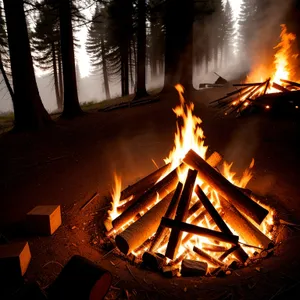 Fiery Glow Ignites Warm Fireplace Flames