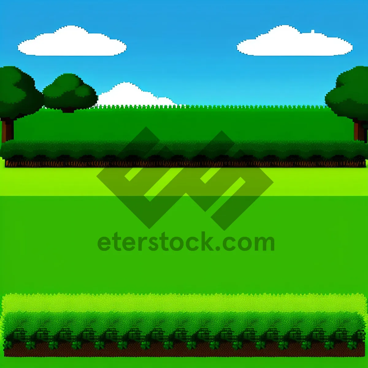 Picture of Vibrant Spring Meadow Landscape Under Clear Skies