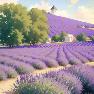 Idyllic Lavender Field in Scenic Countryside