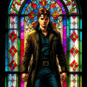 Stained Glass Cathedral Window - Holy Prayer and Faith