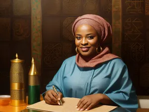 Happy man sitting at desk working in office.