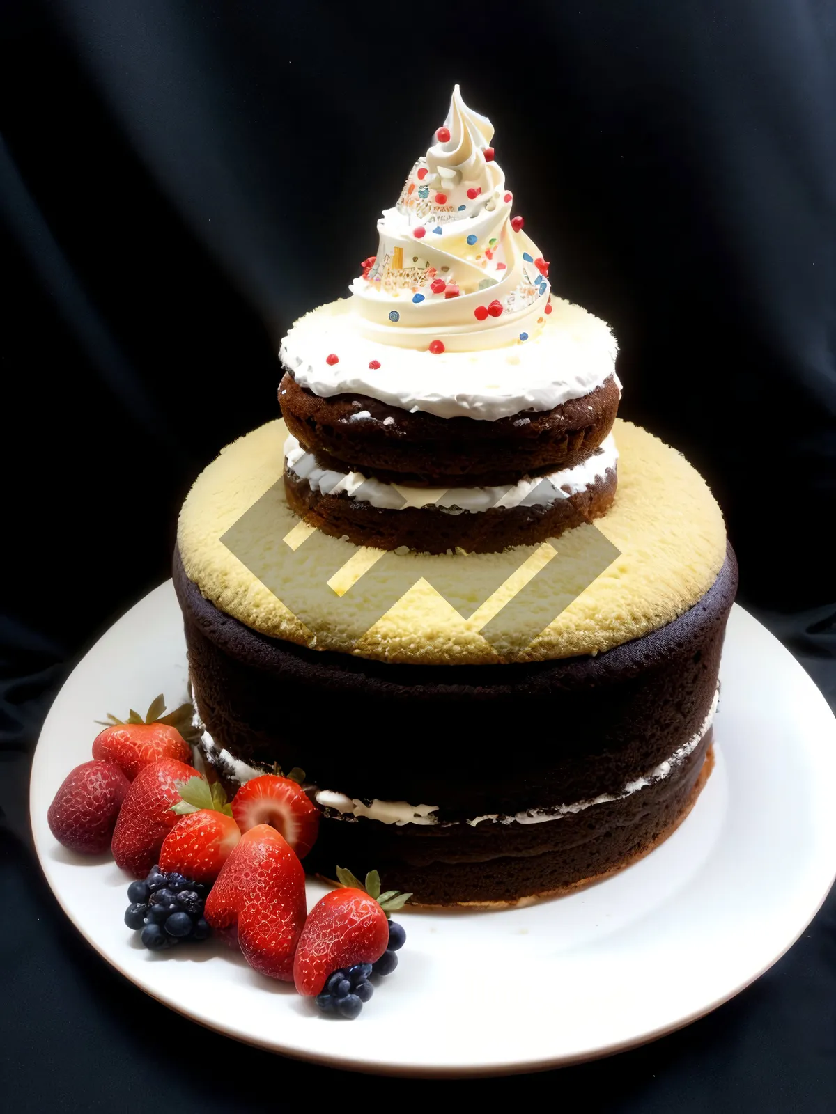 Picture of Decadent Berry Chocolate Cake with Mint Ice Cream