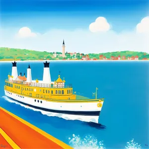 Summer Seaside Cruise Ship at Marina