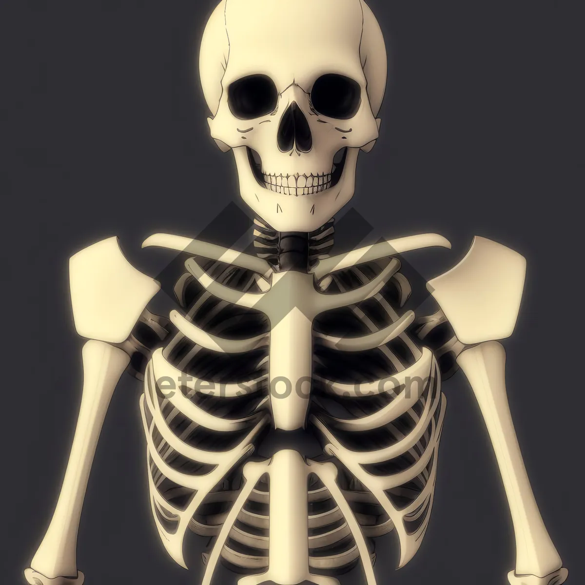 Picture of Terrifying 3D Skeleton Sculpture with Spooky Skull