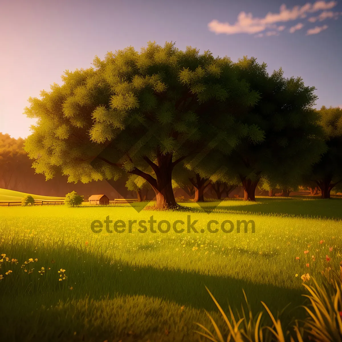 Picture of Vibrant Rapeseed Field Under Sunny Sky