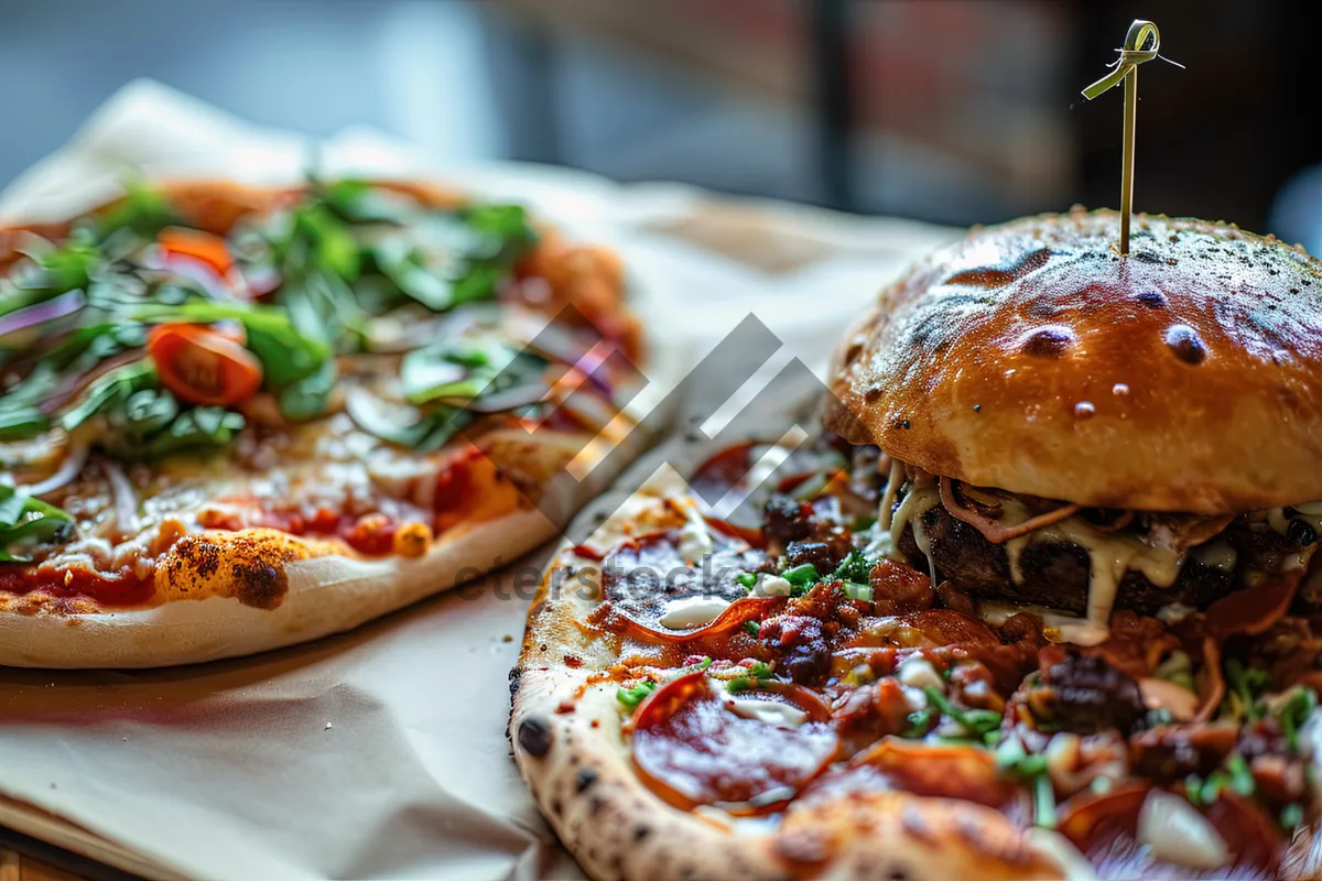 Picture of Gourmet pizza with hot pepper and cheese slice