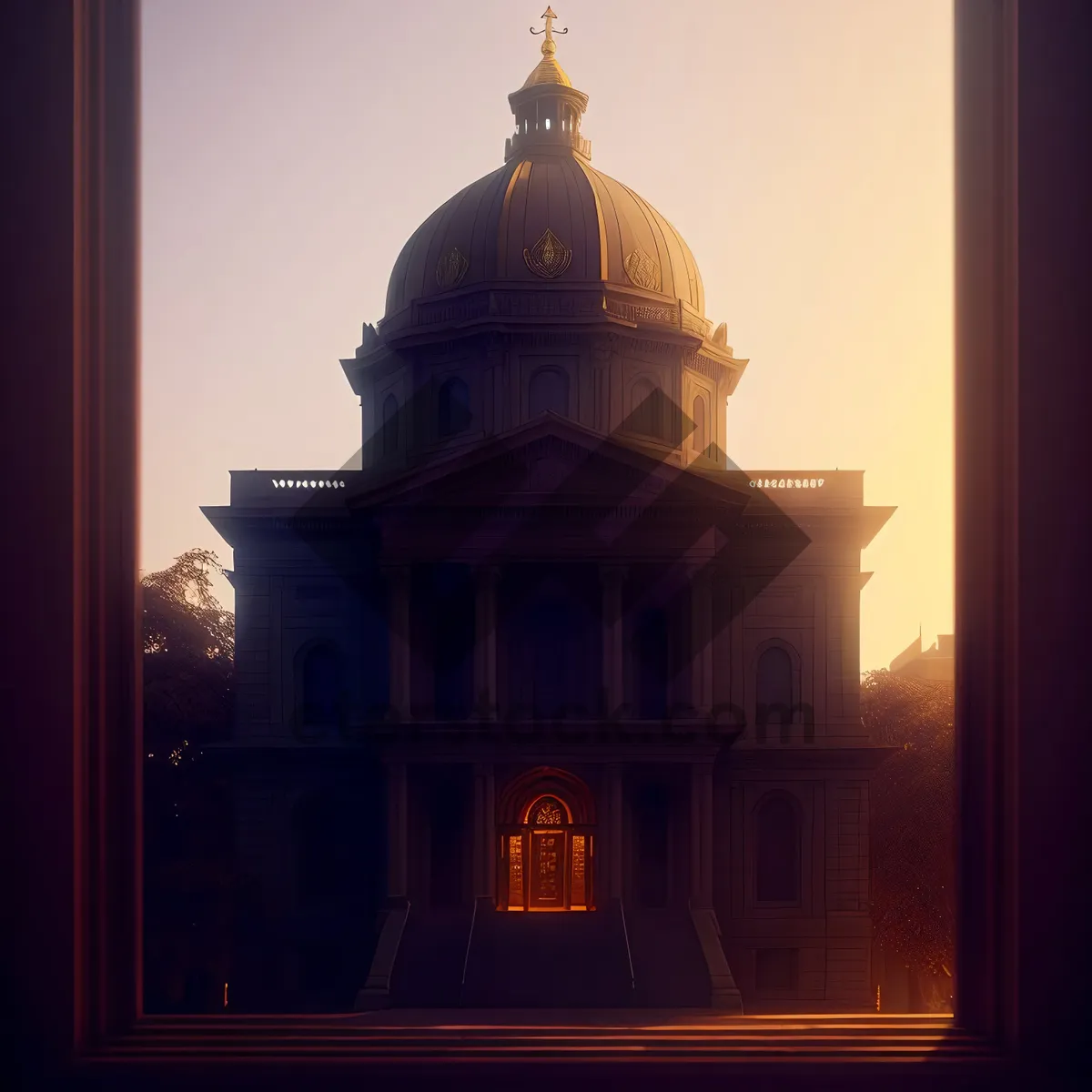 Picture of Golden Cathedral Tower Embracing Historic City Skyline