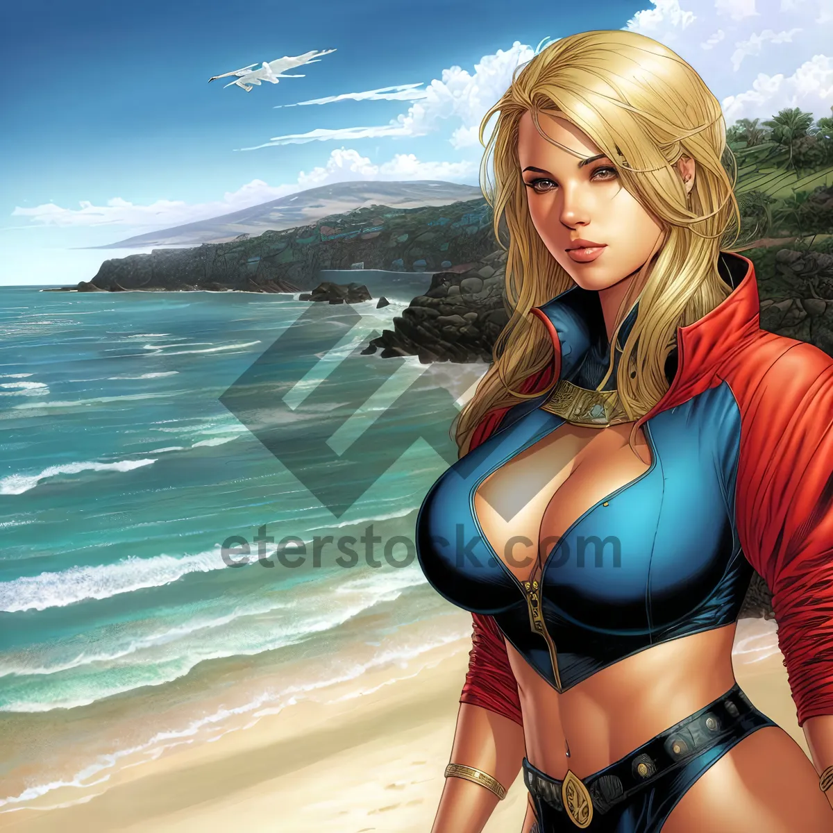 Picture of Exotic Beach Babe in Attractive Swimwear