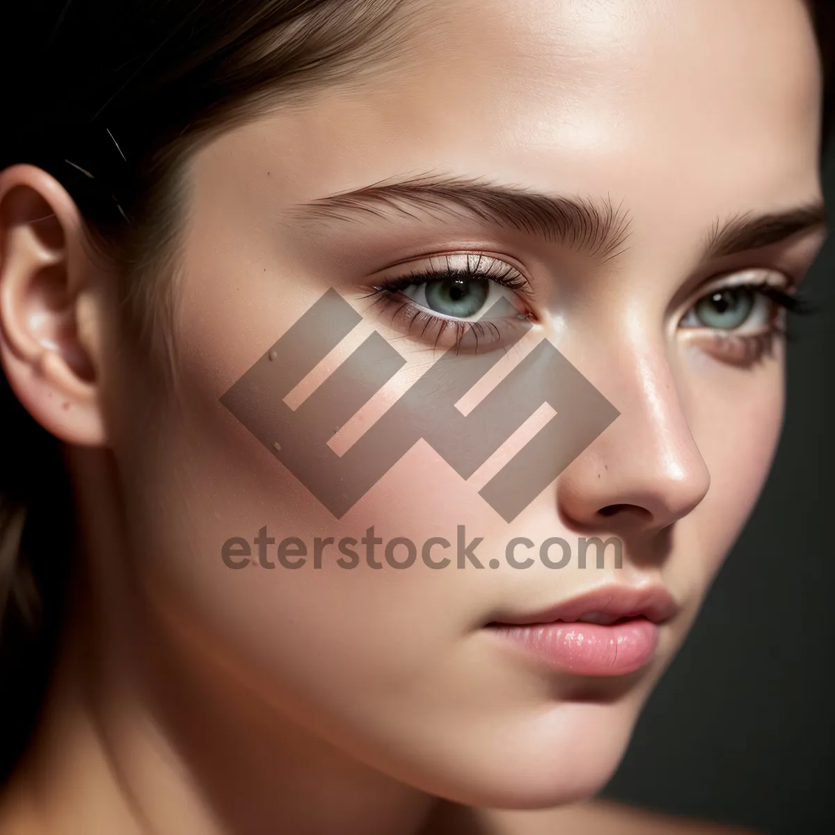 Picture of Radiant Beauty: Closeup Portrait of Attractive Model with Lovely Makeup