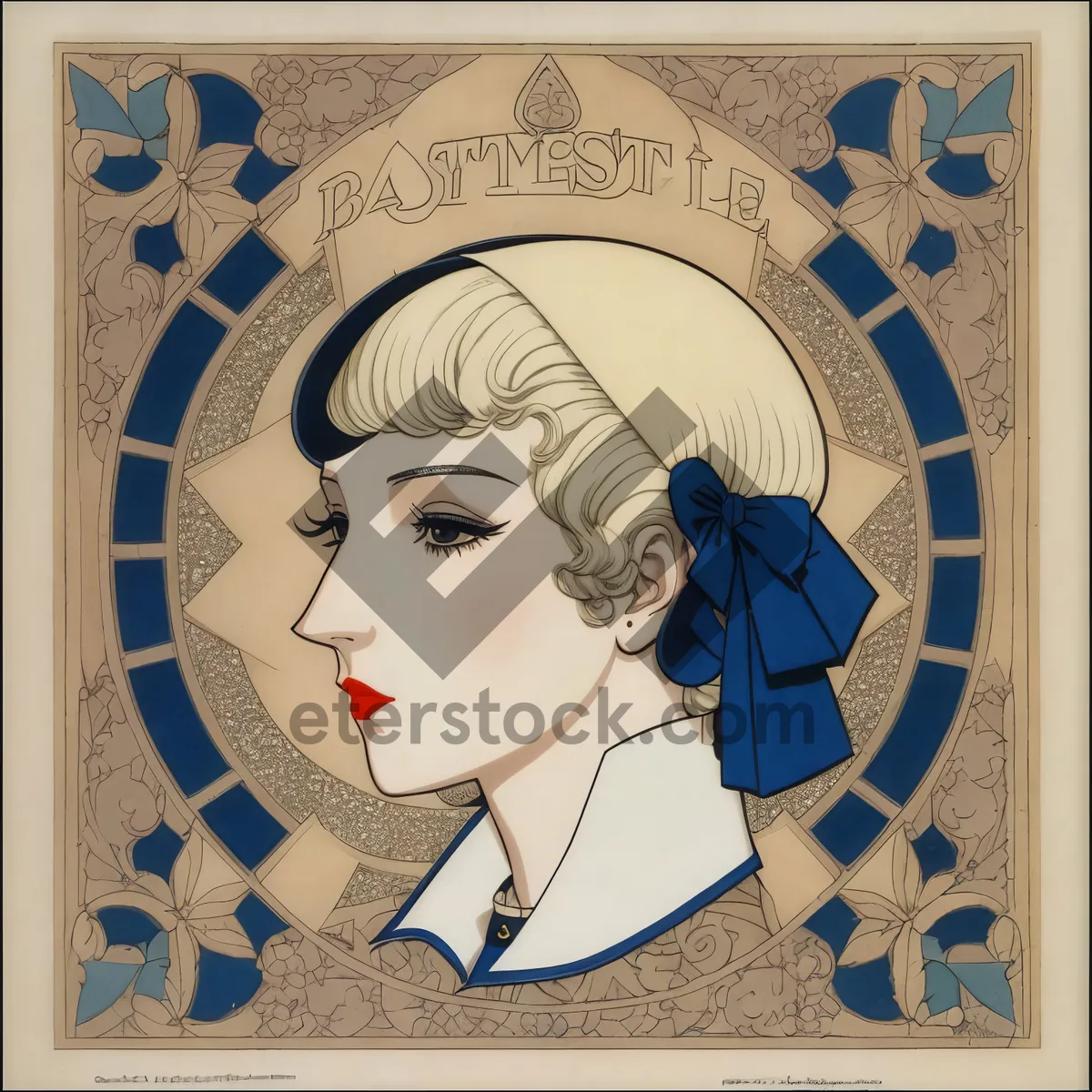 Picture of Vintage Postage Stamp on Delft Earthenware