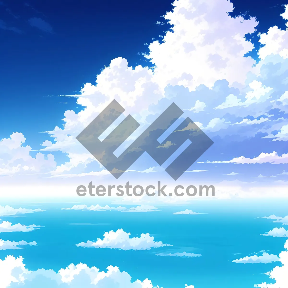 Picture of Vibrant Summer Sky with Fluffy Clouds