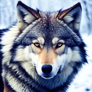 Majestic Timber Wolf with Piercing Eyes