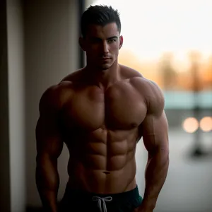 Muscular Male Bodybuilder Posing With Authority