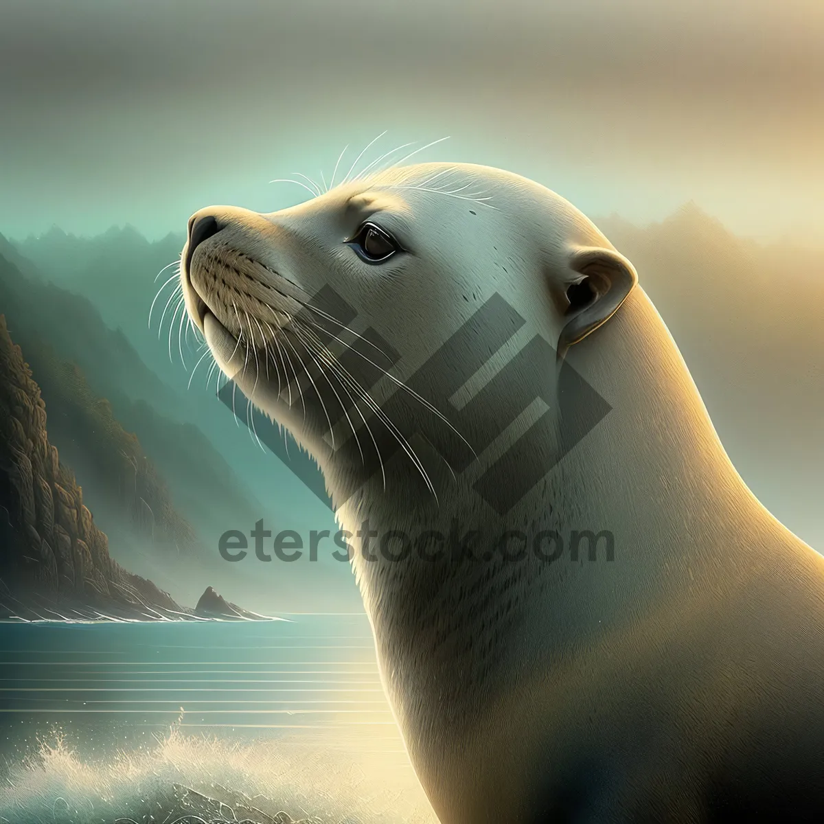Picture of Coastal Arctic Eared Seal Basking in Sunlight