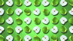 Spinning Green Apples Pattern Background