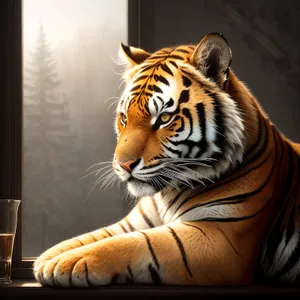 Fierce Striped Tiger Cat in Wildlife