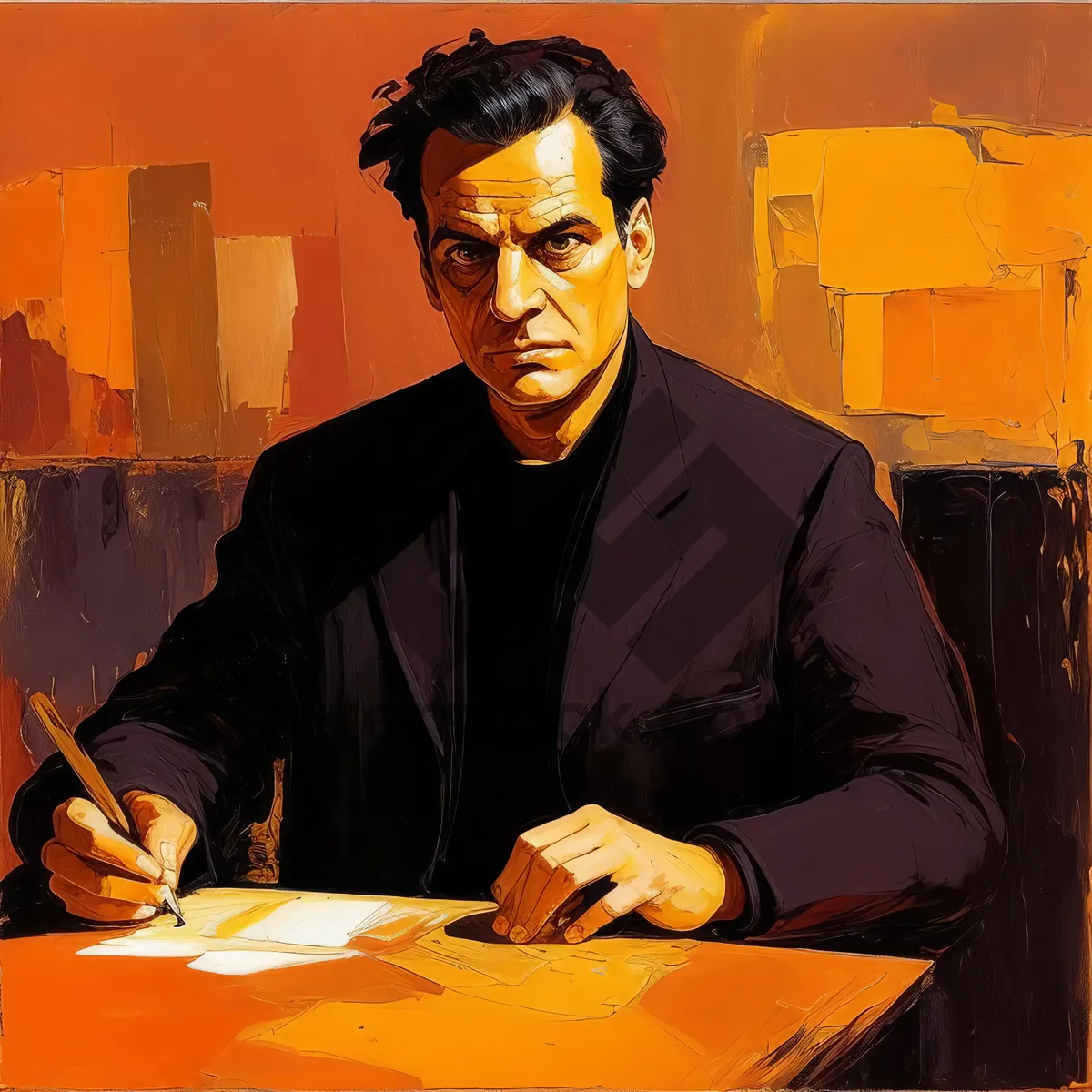 Picture of Professional businessman working on laptop at office desk