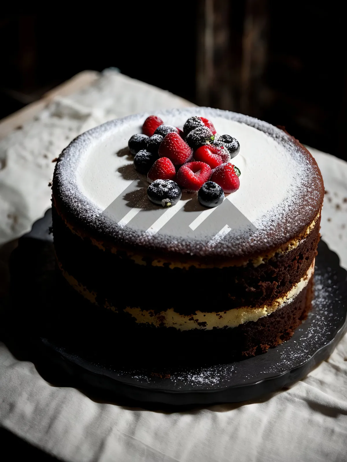 Picture of Delicious Berry Cream Cake with Fresh Fruits.