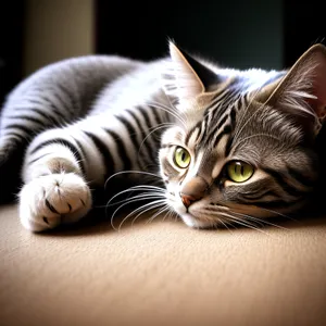 Tabby Kitten with Adorable Curiosity