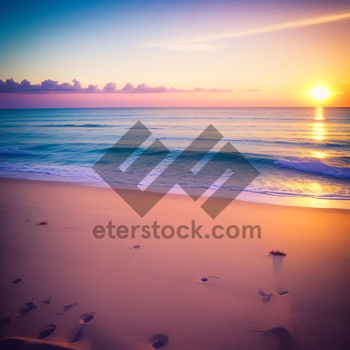 Picture of Tranquil Beach Sunset: A Colorful Evening on the Shore