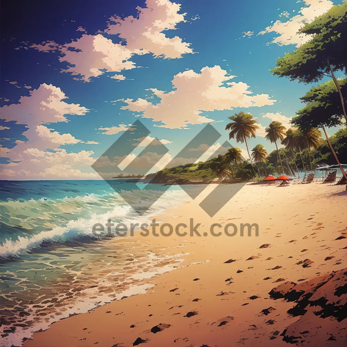 Picture of Idyllic Tropical Beach Paradise at Sunset