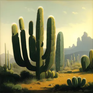 Spectacular Desert Sunset with Majestic Saguaro Cactus