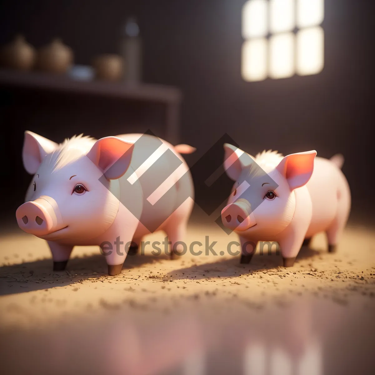 Picture of Pink Piggy Bank with Wealthy Savings