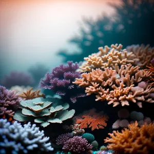 Colorful Coral Colony in Deep Ocean
