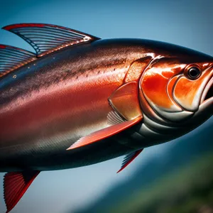 Underwater Marine Feast: Coho Salmon Swimming in Sea