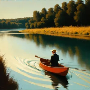 Tranquil Sunset Paddle on Calm Lake