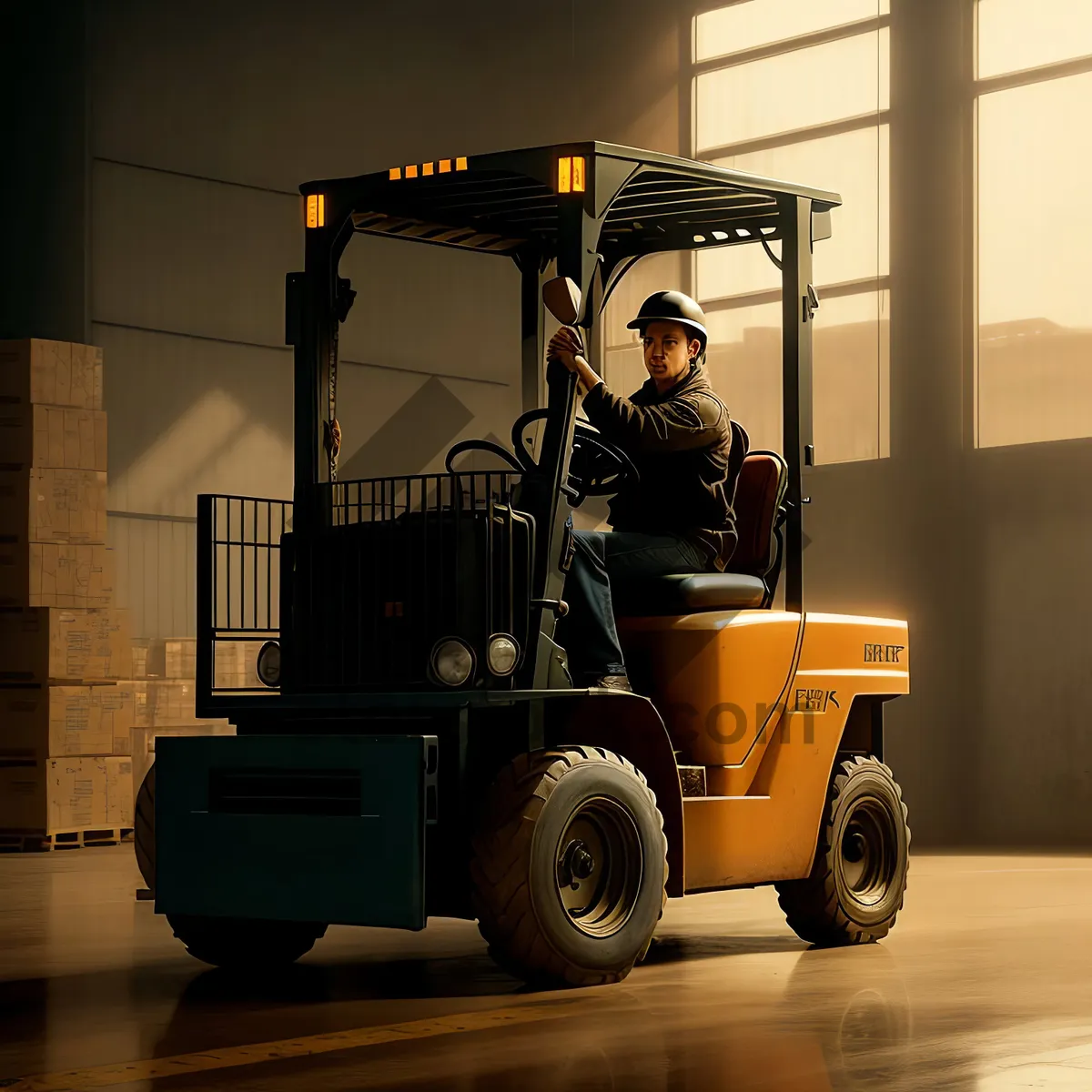 Picture of Wheeled Industrial Transport: Forklift Truck for Cargo