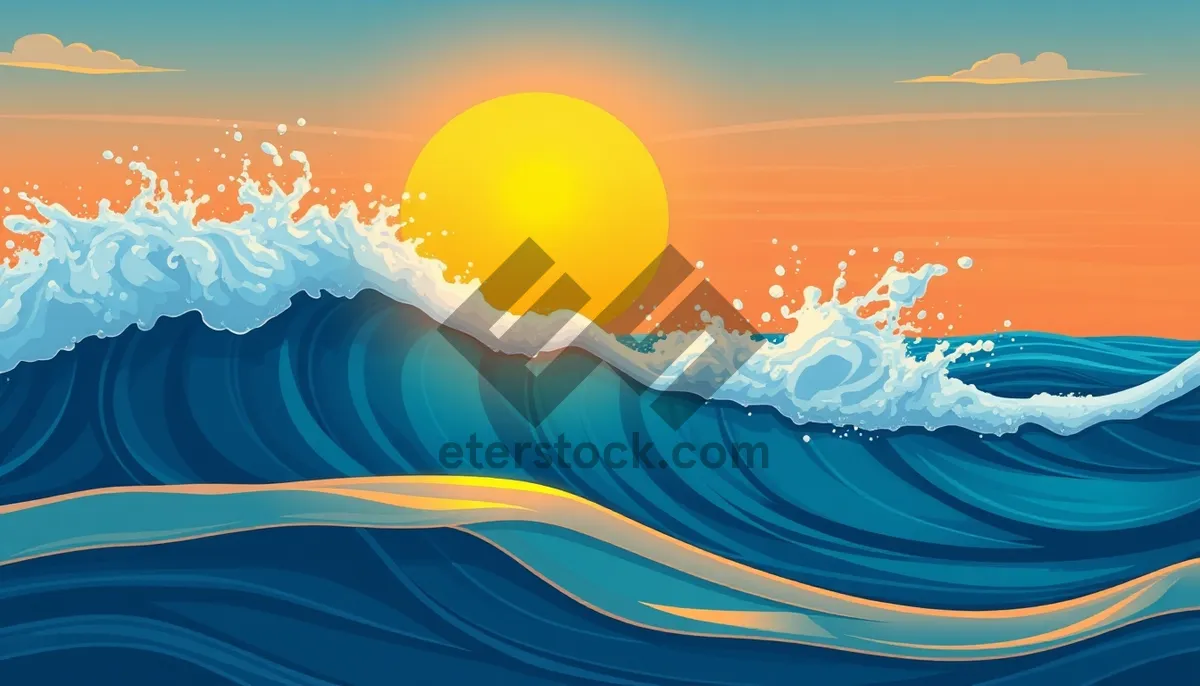 Picture of Blowing Seascape Graphic Design with Light Art Concept