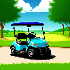 Golfer on a Golf Cart at a Golf Course