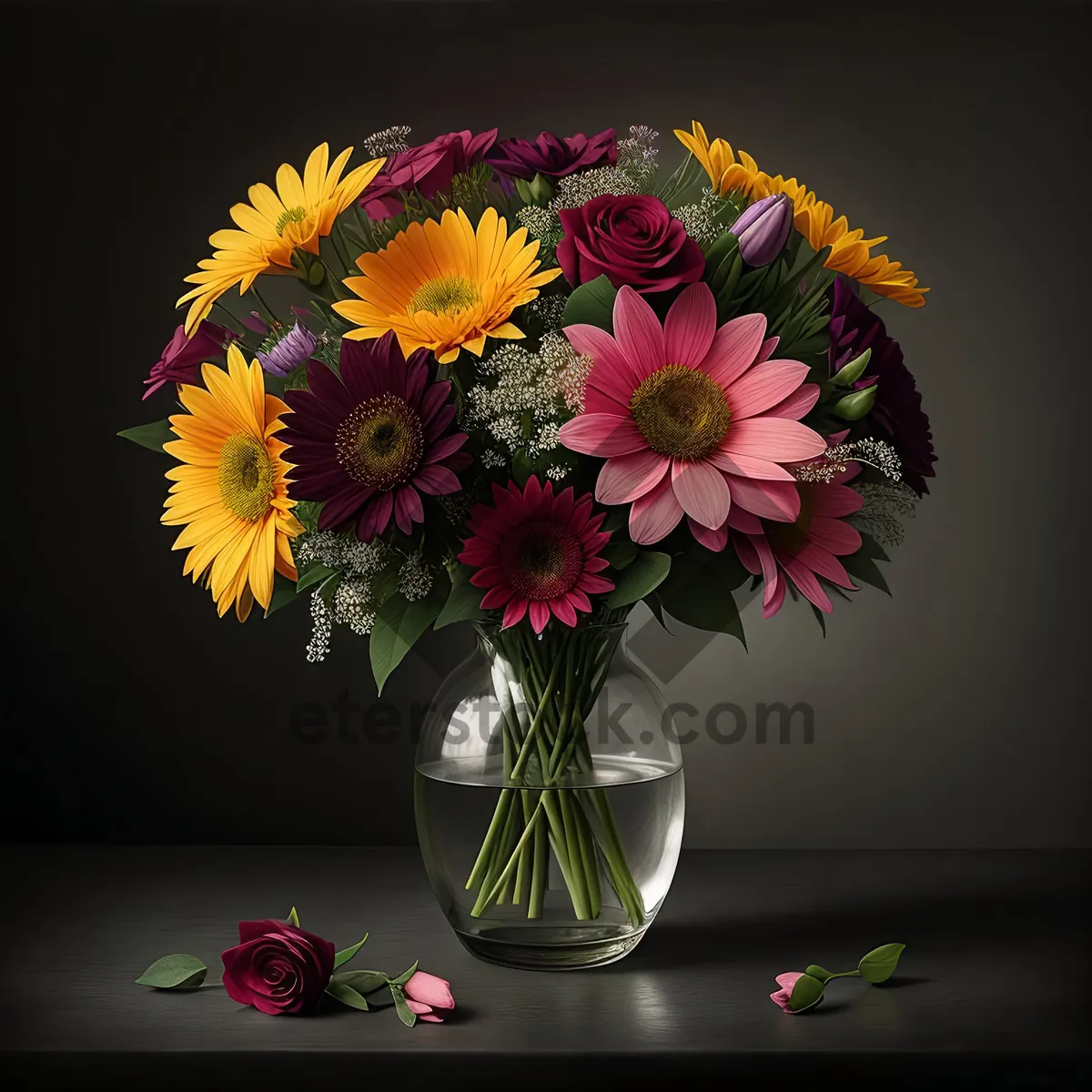 Picture of Colorful Floral Bouquet: Vibrant Spring Blooms in a Garden